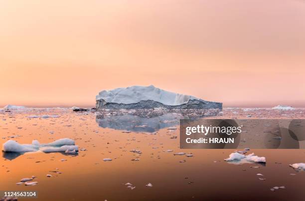 iceberg on beautiful sea in the sunset - glaciar imagens e fotografias de stock