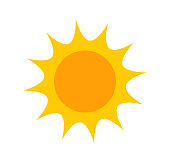 Cute flat sun icon