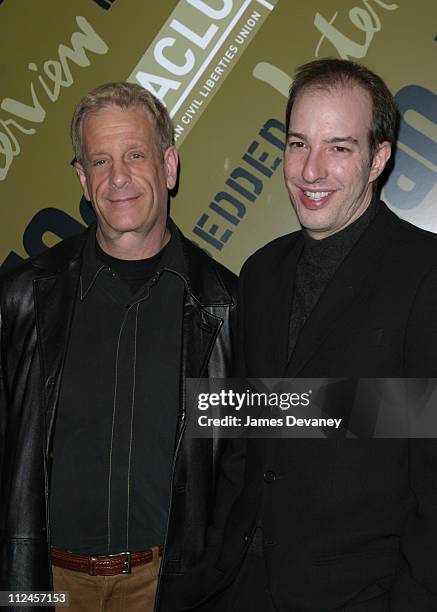 Howard Berenson and Anthony Romero during Interview Magazine and the ACLU Host the "Embedded" Play Opening at The Public Theater in New York City,...