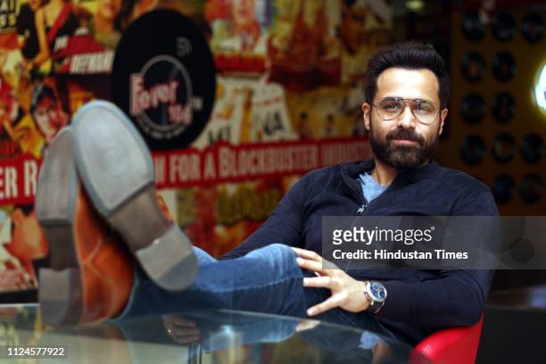 Bollywood actor Emraan Hashmi strikes a pose during the promotion of his upcoming movie' Why Cheat India' at HT office, on January 11 in New Delhi,...