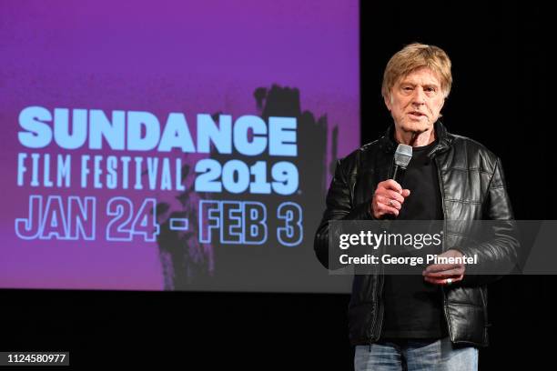 President and Founder, Sundance Institute, Robert Redford attends the "2019 Sundance Film Festival - Day One Press Conference" at Egyptian Theatre on...