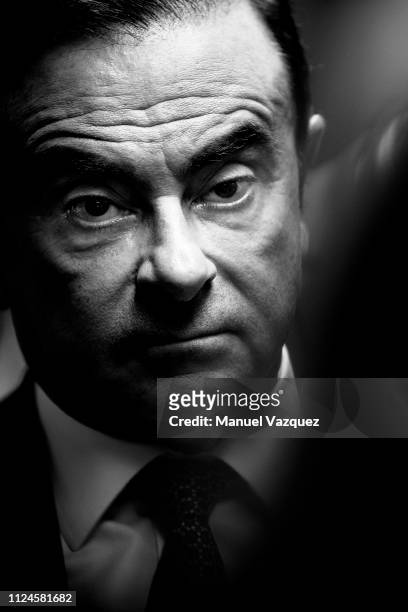 Businessman and former CEO of car-makers Nissan and Renault, Carlos Ghosn is photographed attending a conference on globalization at the LSE for El...