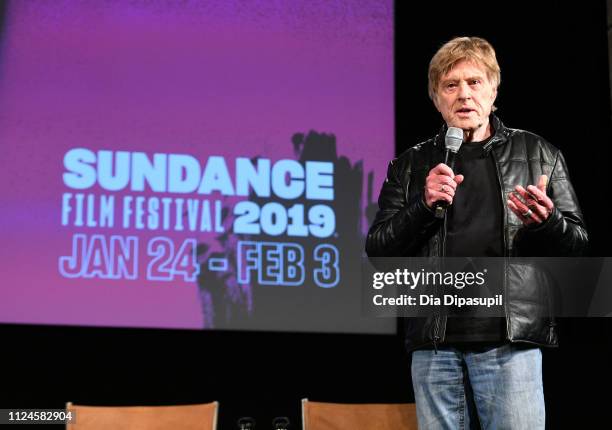 President and Founder, Sundance Institute, Robert Redford attends the "2019 Sundance Film Festival - Day One Press Conference" at Egyptian Theatre on...