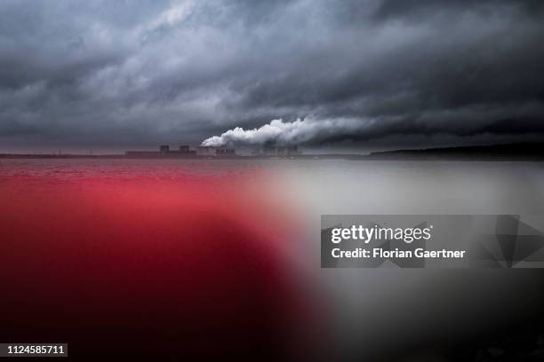 Red-white barrier is pictured in front of the lignite-fired power station Boxberg on February 11, 2019 in Klitten, Germany.