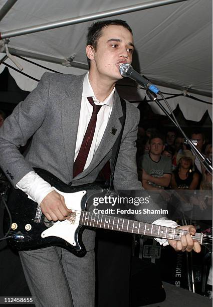 Pete Doherty from The Libertines during The Libertines - Roger Sargent Private View at Proud Camden Moss in London, Great Britain.