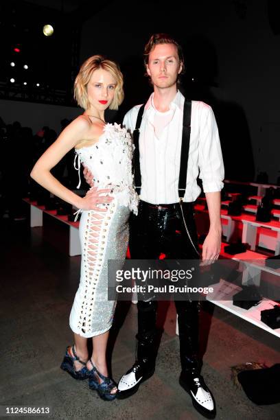 Tessa Hilton and Barron Hilton II attend The Blonds front row during New York Fashion Week: The Shows at Gallery I at Spring Studios on February 12,...