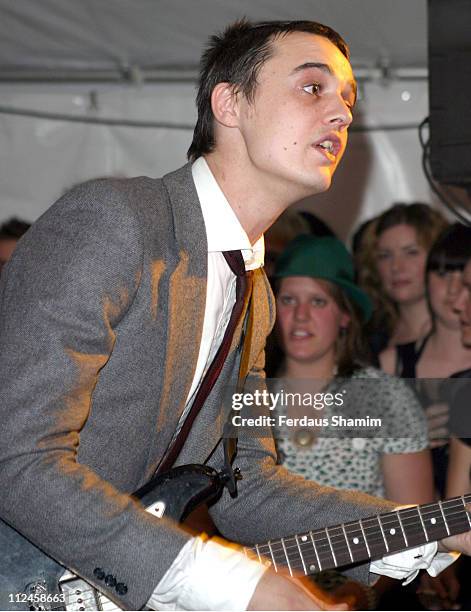 Pete Doherty from The Libertines during The Libertines - Roger Sargent Private View at Proud Camden Moss in London, Great Britain.