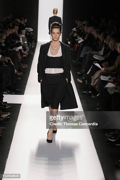 Diana Dondoe wearing Narciso Rodriguez Fall 2005 during Olympus Fashion Week Fall 2005 - Narciso Rodriguez - Runway at The Tent, Bryant Park in New...