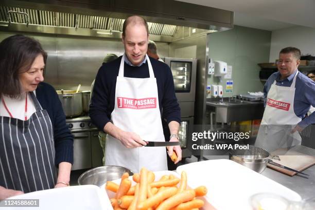 Prince William, Duke of Cambridge visits the Passage, which is the UK's largest resource centre for homeless and insecurely housed people on February...