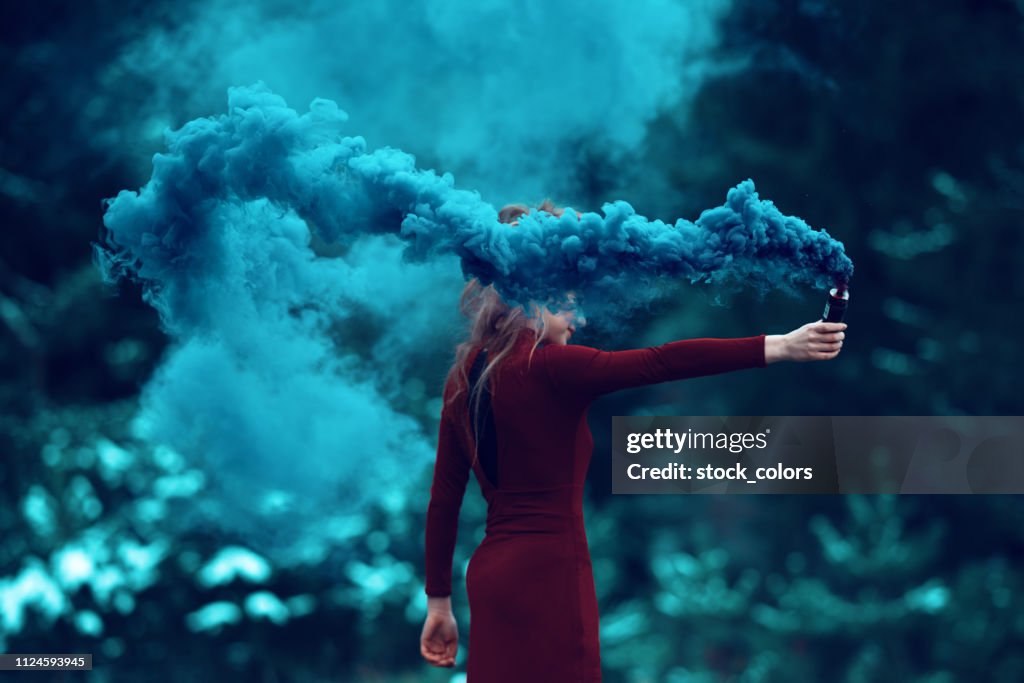Deep smoke from flaming torch