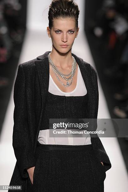 Diana Dondoe wearing Narciso Rodriguez Fall 2005 during Olympus Fashion Week Fall 2005 - Narciso Rodriguez - Runway at The Tent, Bryant Park in New...