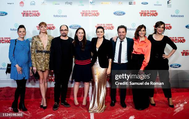 Cristina Alarcón, Cristina CAstaño, Juana Macias, Silvia Abril, Daniel Guzmán, Malena Alterio, and Ana Morgade attend 'Bajo El Mismo Techo' Madrid...