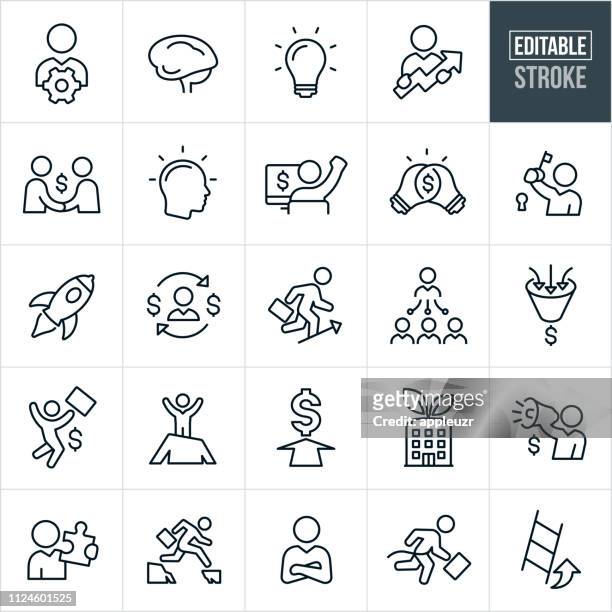 entrepreneur line icons - editable stroke - effort stock illustrations