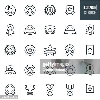 Premios e iconos de línea de cintas - trazo Editable Premios e iconos de línea de cintas - trazo Editable