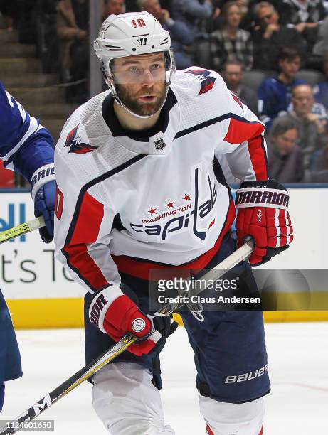 Brett Connolly of the Washington Capitals skates against the Toronto Maple Leafs during an NHL game at Scotiabank Arena on January 23, 2019 in...