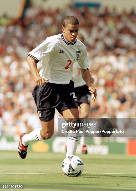 Kieron Dyer of England in action during the UEFA Euro 2000 Qualifying match between England and Luxembourg at Wembley Stadium on September 4, 1999 in...