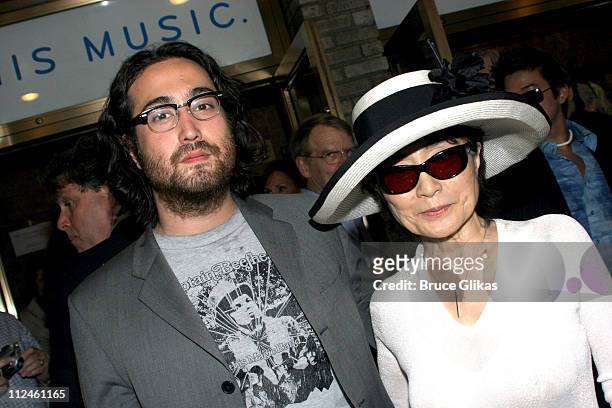 Sean Lennon and Yoko Ono during "Lennon" Broadway Opening Night - Arrivals at The Broadhurst Theater in New York City, New York, United States.