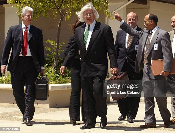 Members of Michael Jackson's legal team; Brian Oxman, Susan C. Yu, Thomas A. Mesereau, Jr., Robert M. Sanger and Steve Cochran depart a hearing at...