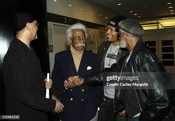 Warrington Hudlin, Gordon Parks, Mario Van Peebles, writer and director and Melvin Van Peebles, writer