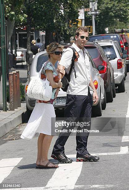 Jennifer Esposito and Bradley Cooper during Jennifer Esposito and Bradley Cooper Sighting in New York - May 30, 2006 at West Village in New York...