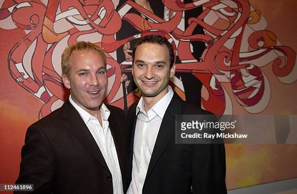 David Pinsky and Jeff Vespa during Motorola Hosts Opening of "Hollywood Graffiti" - First Exhibition from Artist Jeff Vespa to Benefit OPCC at...