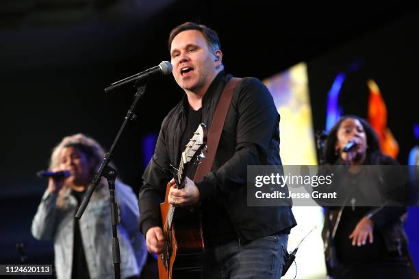 Matt Redman performs on stage at the Night of Worship during the 2019 NAMM Show opening day at the Anaheim Convention Center on January 24, 2019 in...