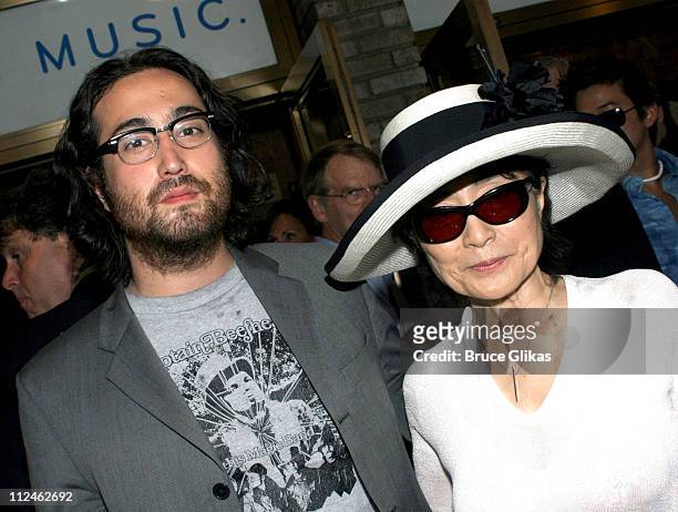 Sean Lennon and Yoko Ono during "Lennon" Broadway Opening Night - Arrivals at The Broadhurst Theater in New York City, New York, United States.