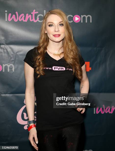 Adult film actress and PVR Chief Marketing Officer Ela Darling poses in the AVN Cupcake Suite at the 2019 AVN Adult Entertainment Expo at the Hard...