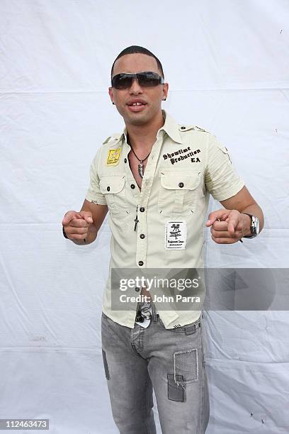 Andrew MC poses for a photo backstage at The Latin GRAMMY Street Party on October 12, 2008 in Hialeah, Florida.