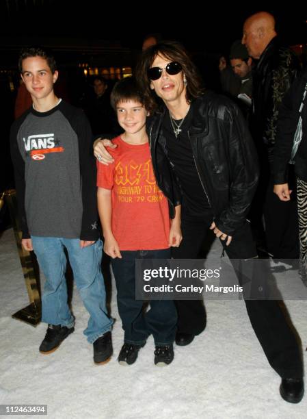 Steven Tyler with his sons during "The Polar Express" New York Premiere at Ziegfeld Theater in New York City, New York, United States.