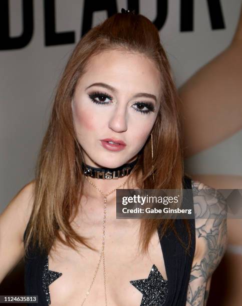 Adult film actress Kendra Cole poses at the 2019 AVN Adult Entertainment Expo at the Hard Rock Hotel & Casino on January 24, 2019 in Las Vegas,...