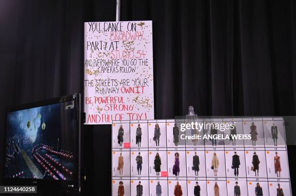 Motivational poster is seen backstage before the Michael Kors Collection Fall 2019 runway show at Cipriani Wall Street during New York Fashion Week...