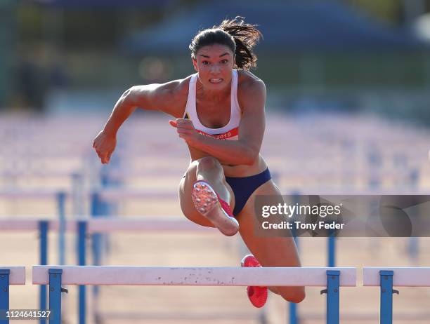 Michelle Jenneke of NSW wins the Womens 100 Metre Open Hurdles during the 2019 Hunter Track Classic at Hunter Sports Centre on January 25, 2019 in...