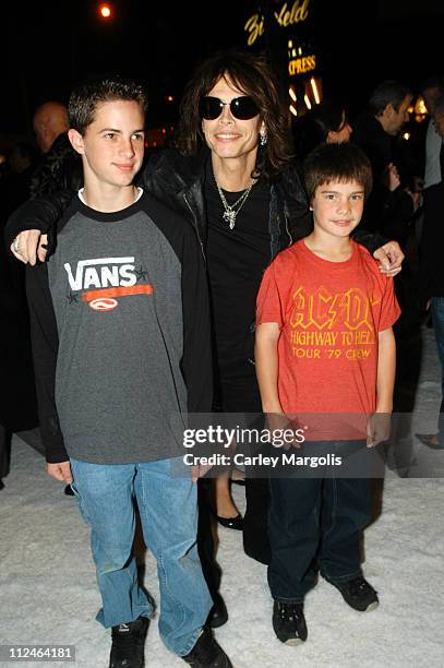 Steven Tyler and his sons during "The Polar Express" New York Premiere at Ziegfeld Theater in New York City, New York, United States.