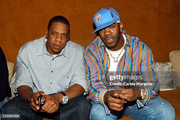 Jay-Z and Busta Rhymes during Naomi Campbell Cohosts Sky Wednesdays at The 40/40 Club - February 9, 2005 at The 40/40 Club in New York City, New...