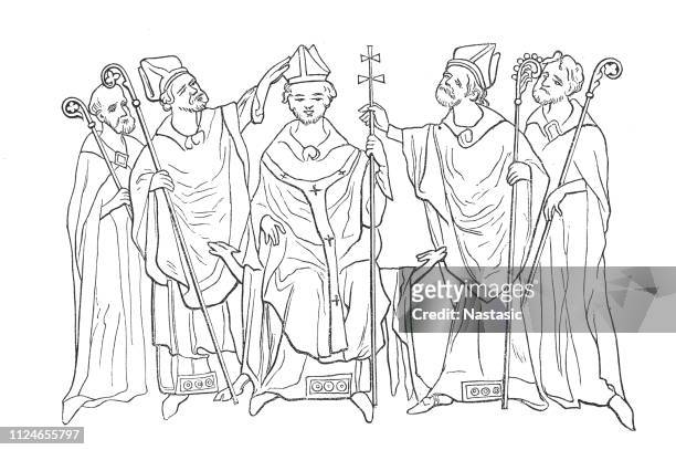 ilustrações de stock, clip art, desenhos animados e ícones de thomas becket, saint thomas of canterbury, 1118 - 1170, lord chancellor, here as archbishop of canterbury - catedral de canterbury