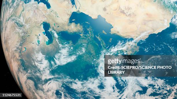 stockillustraties, clipart, cartoons en iconen met illustration of the earth from space - continent