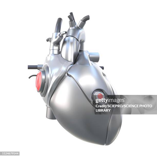 illustration of an artificial heart - robotic heart stock-grafiken, -clipart, -cartoons und -symbole