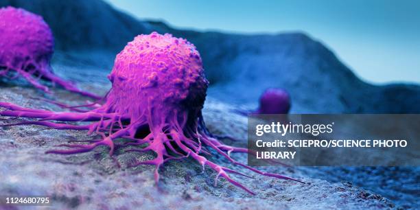 illustrazioni stock, clip art, cartoni animati e icone di tendenza di illustration of a cancer cell - tumore metastatico