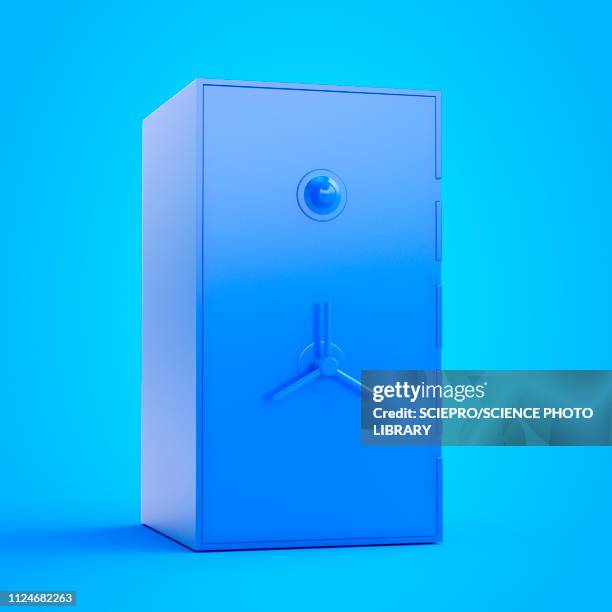 stockillustraties, clipart, cartoons en iconen met illustration of a blue safe - kluisdeur