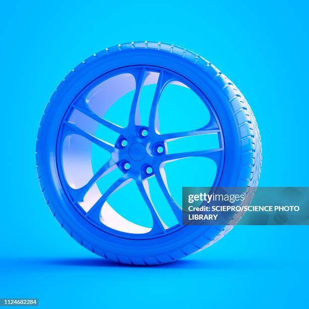 ilustrações de stock, clip art, desenhos animados e ícones de illustration of a blue tyre - auto 3d