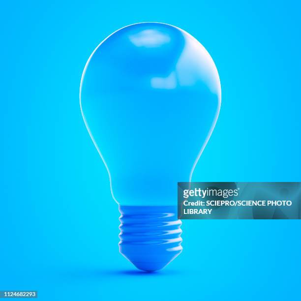 illustrazioni stock, clip art, cartoni animati e icone di tendenza di illustration of a blue light bulb - lampadina