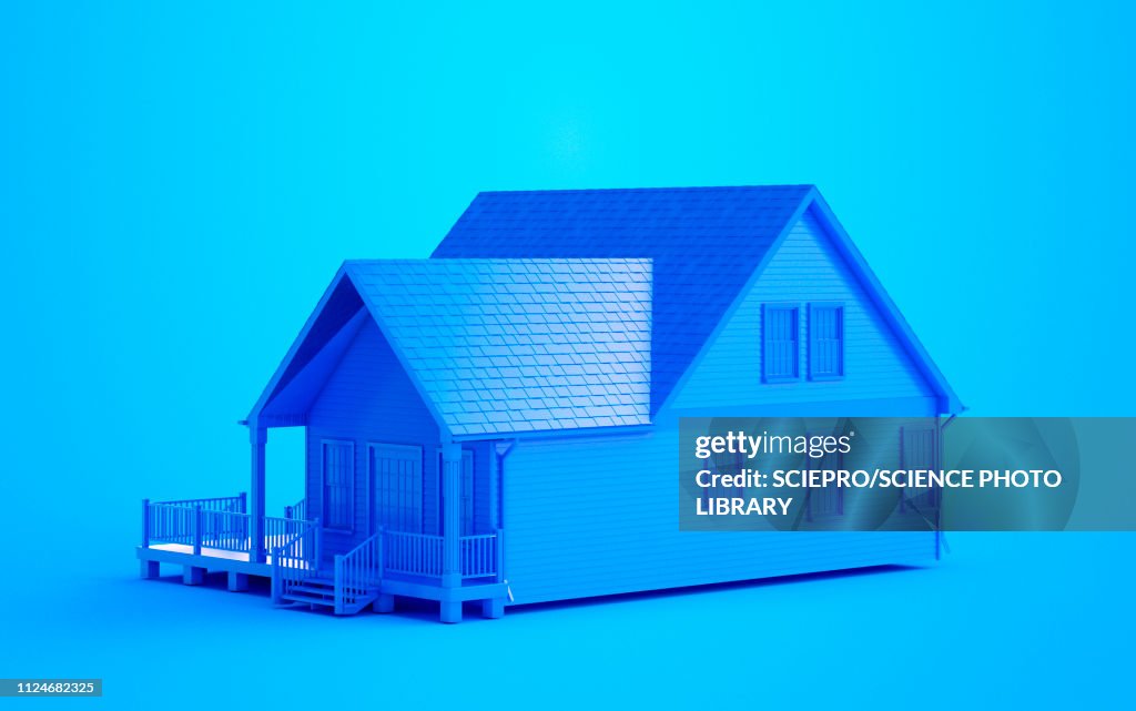 Illustration of a blue house