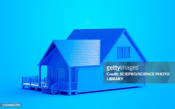 illustration of a blue house - house stock illustrations