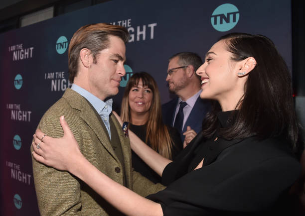 Chris Pine and Gal Gadot attend the premiere of TNT's "I Am The Night" at Harmony Gold on January 24, 2019 in Los Angeles, California.