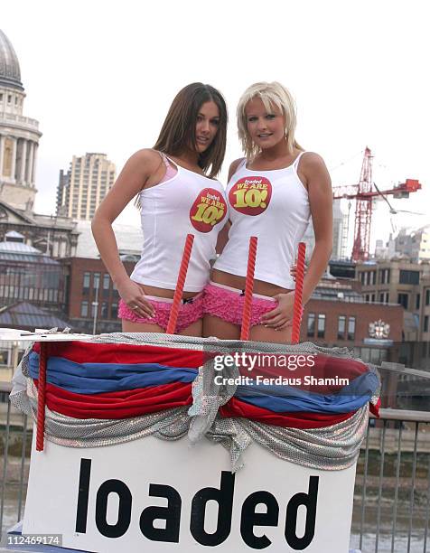 Lucy Pinder and Michelle Marsh during Loaded Magazine 10th Anniversary Celebration at South Bank in London, Great Britain.