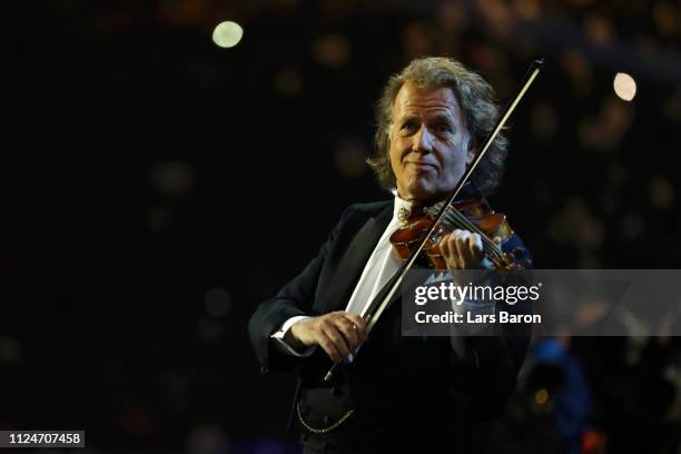 Andre Rieu performs prior to the UEFA Champions League Round of 16 First Leg match between Ajax and Real Madrid at Johan Cruyff Arena on February 13,...