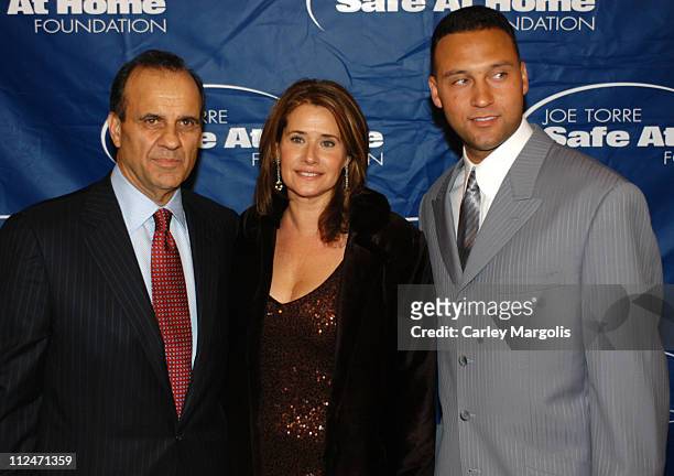 Joe Torre, Lorraine Bracco and Derek Jeter during Joe Torre Safe at Home Foundation's Second Annual Gala at Pierre Hotel in New York City, New York,...