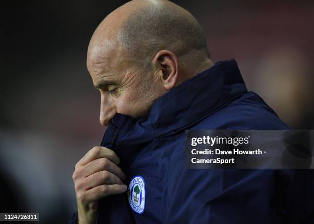 Wigan Athletic's Manager Paul Cook WIGAN, ENGLAND during the Sky Bet Championship match between Wigan Athletic and Stoke City at DW Stadium on...