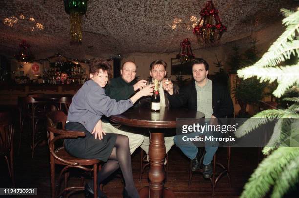 Middlesbrough nightclub Arena. Happy Birthday Club: Arena crew Debbie Miller, Graham Ramsay, Geoff Smith and John Gollogly. 14th December 1992.